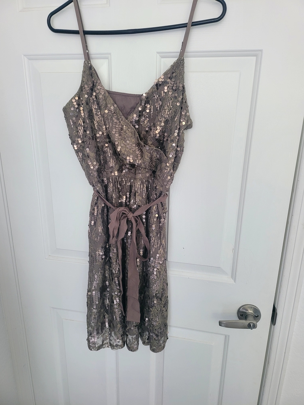 Source Unknown Mauve Sequined Wrap Dress